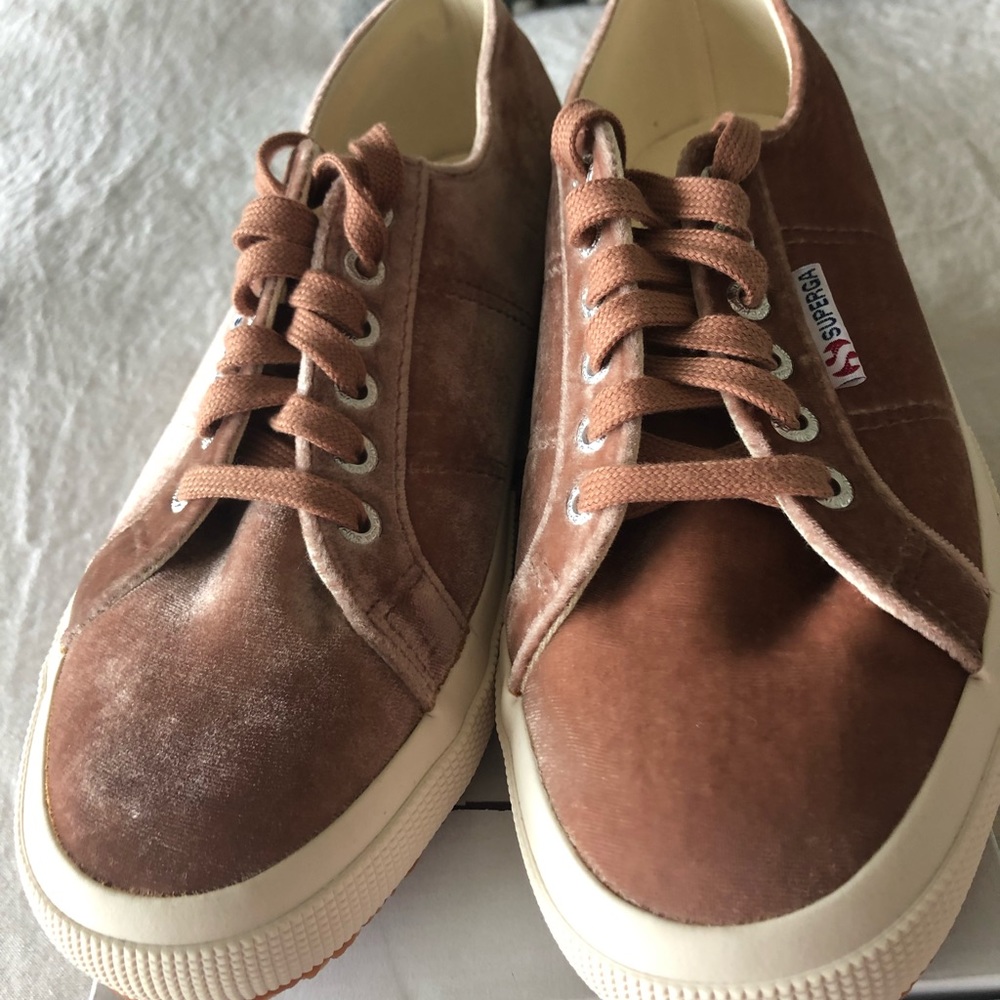 Superga 2750 blush velvet sneakers.
